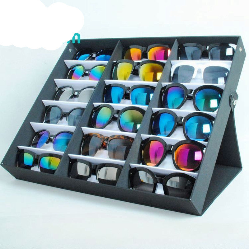 Sunglasses Box Black Wood 18Grids Eyeglass Box Eyewear Organizer Display Case Box Collector Sunglasses Storage Box Holder-Dollar Bargains Online Shopping Australia