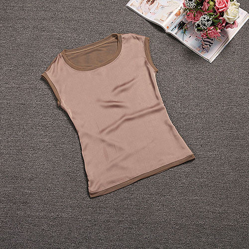 Summer women blouses casual chiffon silk blouse slim sleeveless O-neck blusa feminina tops shirts solid 6 color Y048-Dollar Bargains Online Shopping Australia
