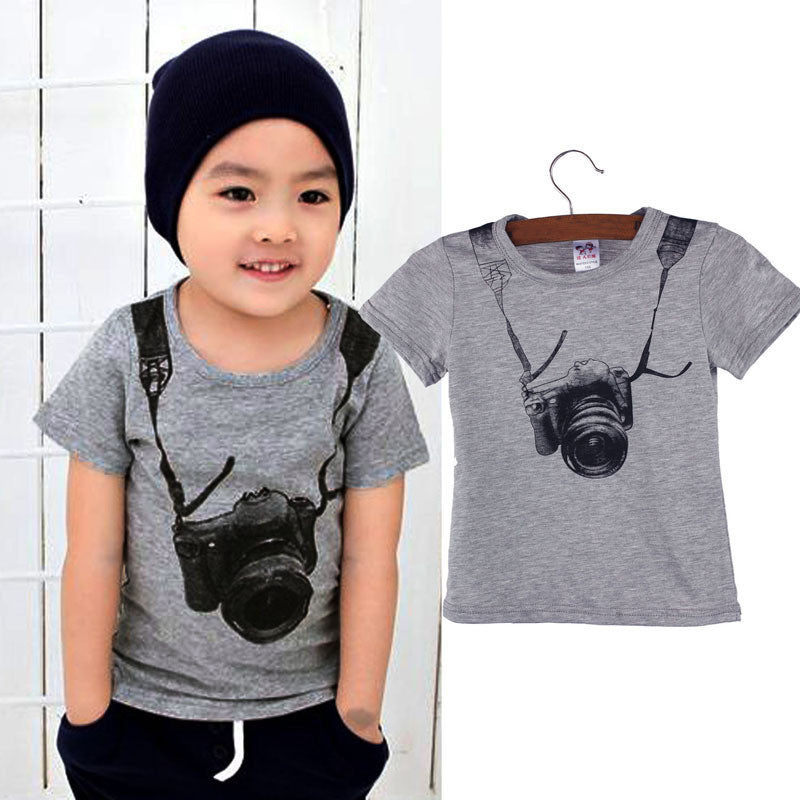 T Shirt T Boy Kids Camera Short Sleeve Tops O Neck T Shirt Tees Clothes Kids Summer Clothing-Dollar Bargains Online Shopping Australia