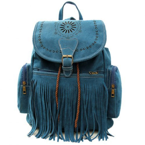 Tassel Bag Women Backpack Bag Bolsa Feminina Retro Engraving and Fringe Design Women's Vintage Satchel-Dollar Bargains Online Shopping Australia