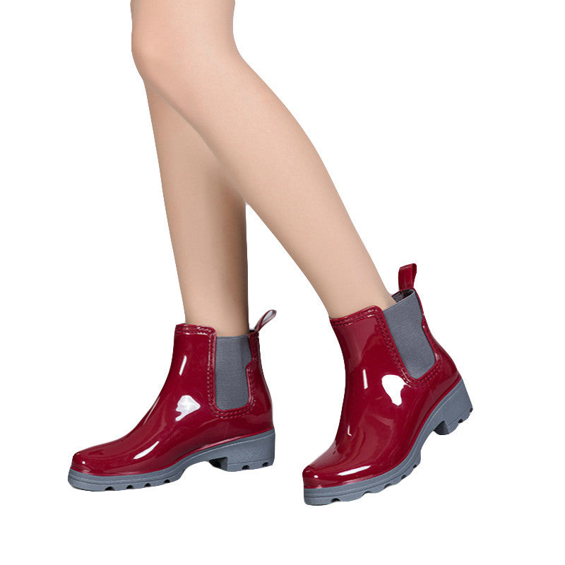 Platform Rain Boots Ladies Rubber Ankle Boots Low Heels Women Boots Slip On Flats Shoes Woman Plus Size 36-41 XWX3577-Dollar Bargains Online Shopping Australia