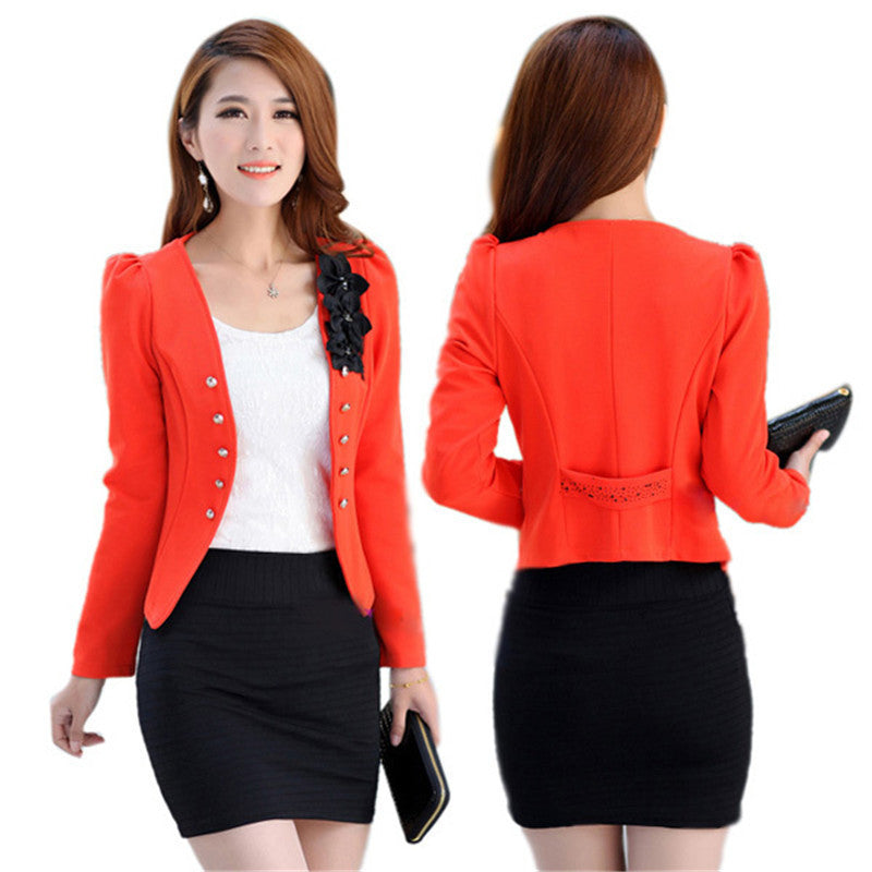 Office Fashion Women Lady Tops Slim Suit OL Blazer Flower Short Coat Jacket-Dollar Bargains Online Shopping Australia