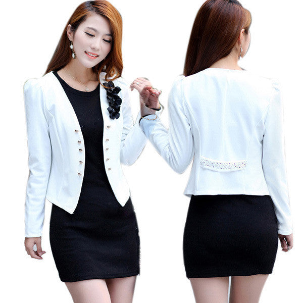 Office Fashion Women Lady Tops Slim Suit OL Blazer Flower Short Coat Jacket-Dollar Bargains Online Shopping Australia