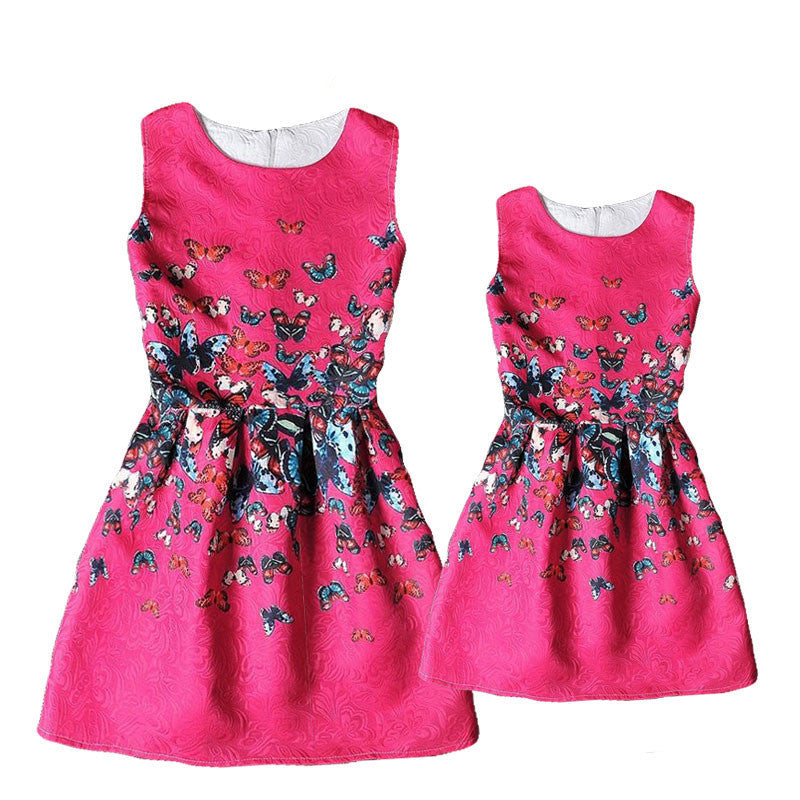 Actionclub Mother Daughter Dresses Family Matching Clothing Girls Dress Sleeveless Formal Print A-line Dress For Summer Kid-Dollar Bargains Online Shopping Australia