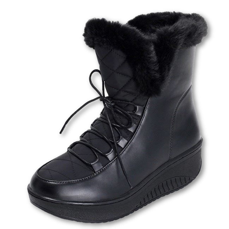 Snow Boots platform women winter shoes waterproof ankle boots lace up fur boots white black-Dollar Bargains Online Shopping Australia