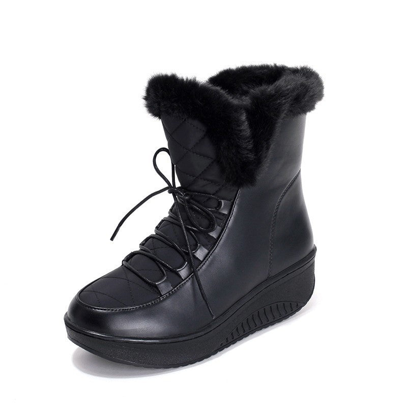 Snow Boots platform women winter shoes waterproof ankle boots lace up fur boots white black-Dollar Bargains Online Shopping Australia