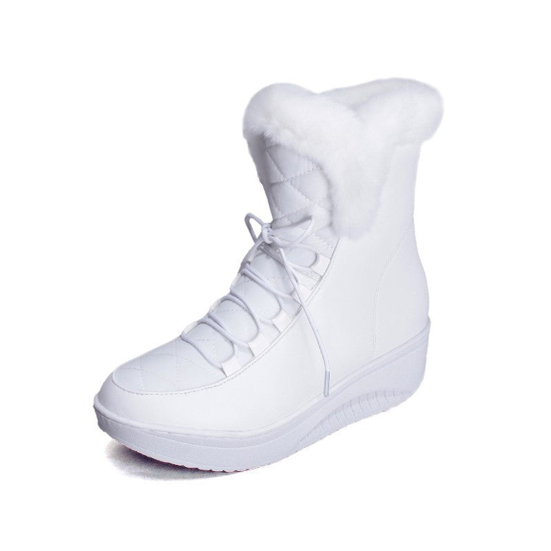 Snow Boots platform women winter shoes waterproof ankle boots lace up fur boots white black-Dollar Bargains Online Shopping Australia