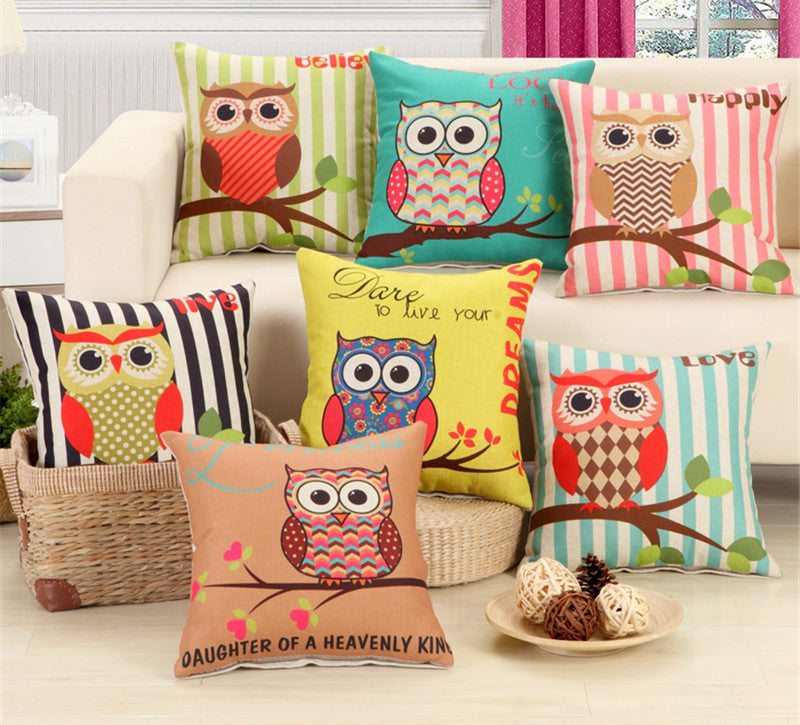 RUBI Lovely Owls Cushion Without Inner Polyester Home Decor Sofa Car Seat Decorative Throw Pillow Housse-Dollar Bargains Online Shopping Australia