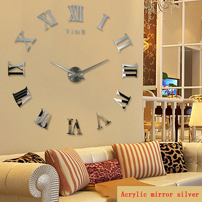 home decor large roman mirror fashion modern Quartz clocks living room diy wall clock watch-Dollar Bargains Online Shopping Australia