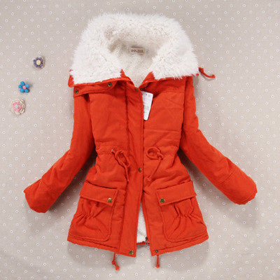 Winter Coat Women Slim Plus Size Outwear Medium-Long Wadded Jacket Thick Hooded Cotton Wadded Warm Cotton Parkas-Dollar Bargains Online Shopping Australia
