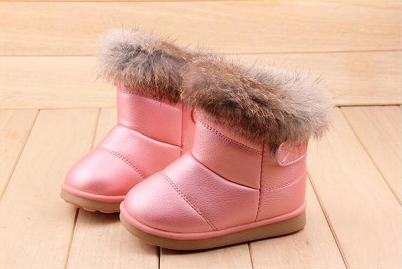 Children's NEW Real Rabbit Fur Ankle Snow Boots EU21-30 Kids Shoes Girls Boots Warm Plush Waterproof Winter Soft-Dollar Bargains Online Shopping Australia