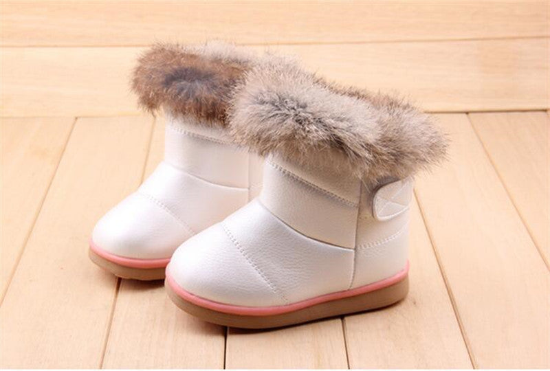 Children's NEW Real Rabbit Fur Ankle Snow Boots EU21-30 Kids Shoes Girls Boots Warm Plush Waterproof Winter Soft-Dollar Bargains Online Shopping Australia