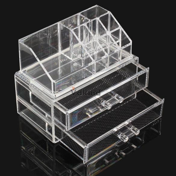 High Quality Transparent Two Layer Drawers Acrylic Cosmetic Organizer Drawer Makeup Case Storage Insert Holder Box-Dollar Bargains Online Shopping Australia
