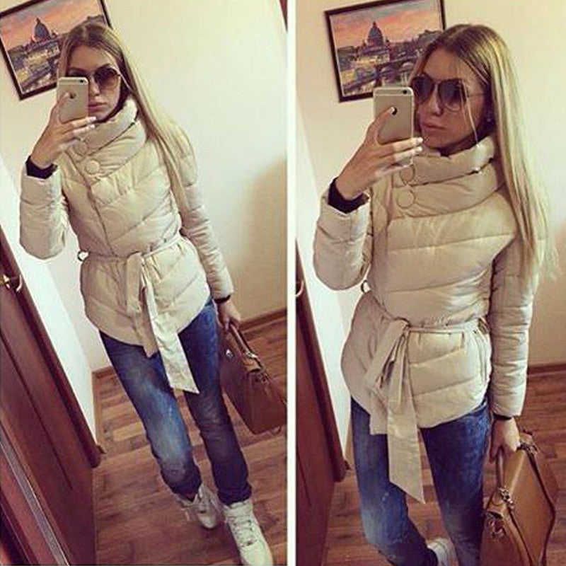 winter jacket women duck down coat 1950s 60s high collar with belt parkas for women winter 7 colors warm outerwear coats-Dollar Bargains Online Shopping Australia