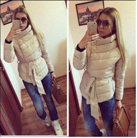 winter jacket women duck down coat 1950s 60s high collar with belt parkas for women winter 7 colors warm outerwear coats-Dollar Bargains Online Shopping Australia