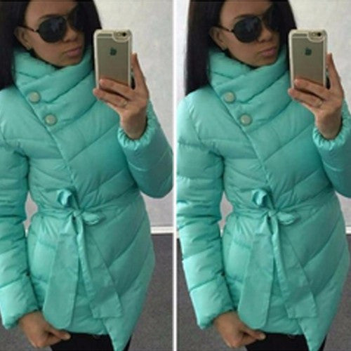 winter jacket women duck down coat 1950s 60s high collar with belt parkas for women winter 7 colors warm outerwear coats-Dollar Bargains Online Shopping Australia