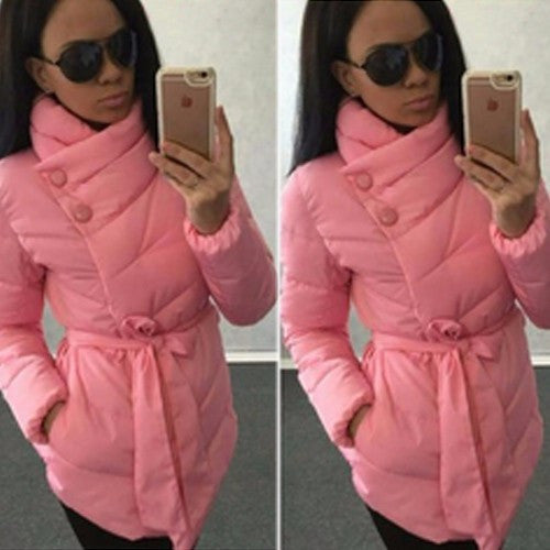 winter jacket women duck down coat 1950s 60s high collar with belt parkas for women winter 7 colors warm outerwear coats-Dollar Bargains Online Shopping Australia