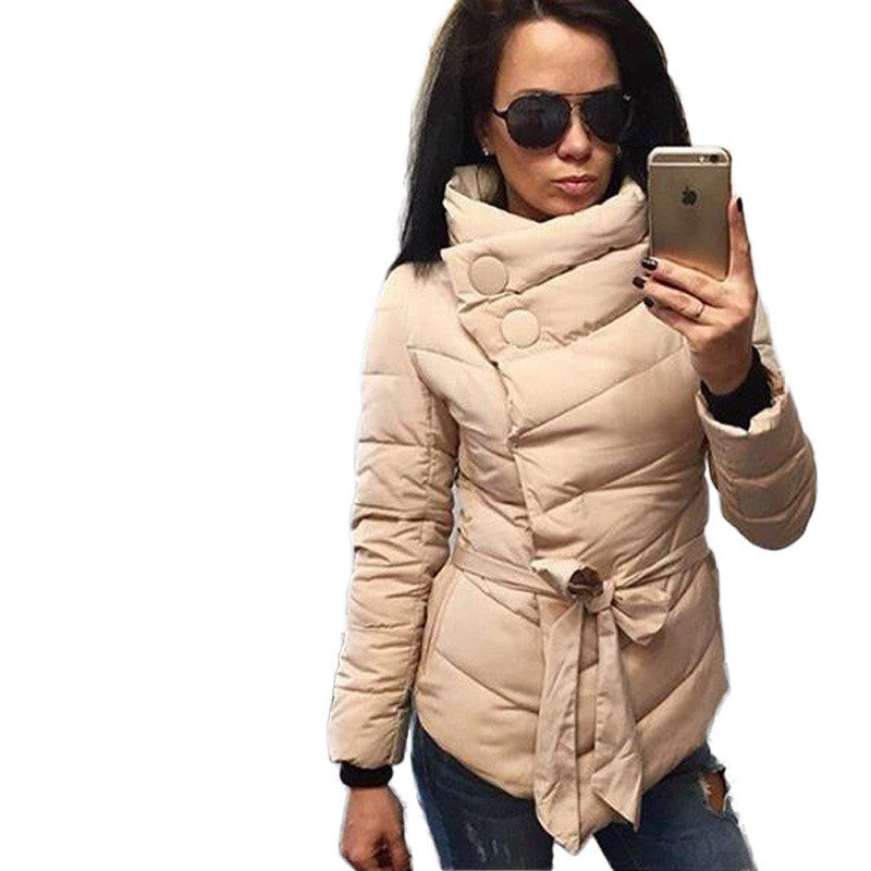 winter jacket women duck down coat 1950s 60s high collar with belt parkas for women winter 7 colors warm outerwear coats-Dollar Bargains Online Shopping Australia