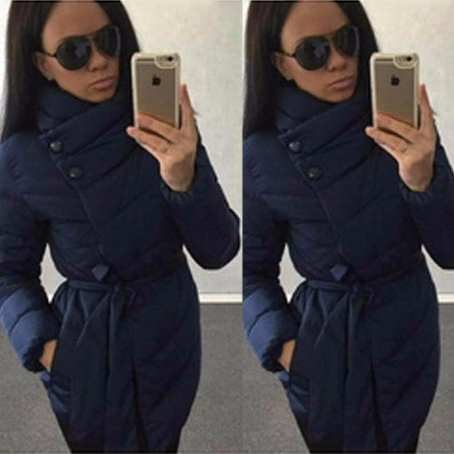 winter jacket women duck down coat 1950s 60s high collar with belt parkas for women winter 7 colors warm outerwear coats-Dollar Bargains Online Shopping Australia