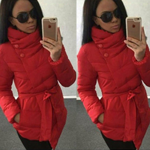 winter jacket women duck down coat 1950s 60s high collar with belt parkas for women winter 7 colors warm outerwear coats-Dollar Bargains Online Shopping Australia