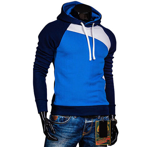 Men Spring Warm Hoody Ourdoor Slim Fit Splicing Color String Casual Pullover Top-Dollar Bargains Online Shopping Australia