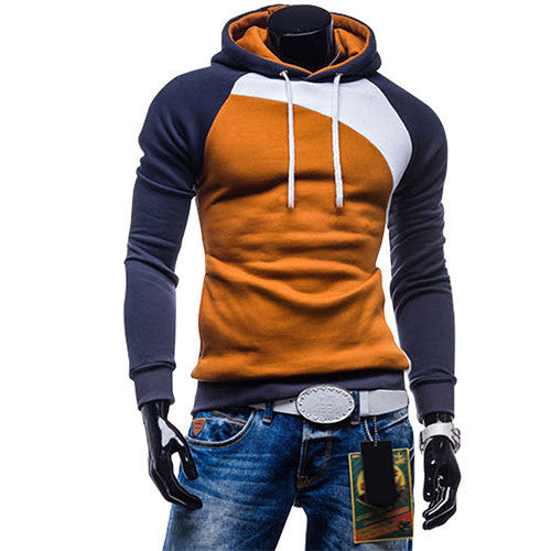 Men Spring Warm Hoody Ourdoor Slim Fit Splicing Color String Casual Pullover Top-Dollar Bargains Online Shopping Australia