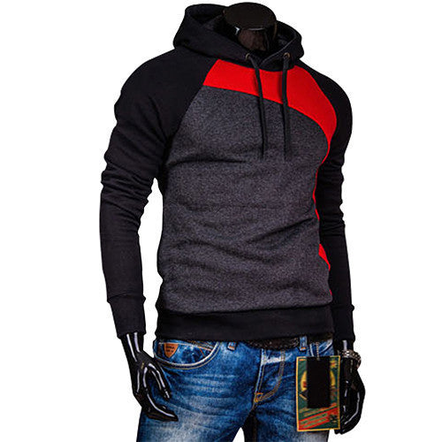 Men Spring Warm Hoody Ourdoor Slim Fit Splicing Color String Casual Pullover Top-Dollar Bargains Online Shopping Australia