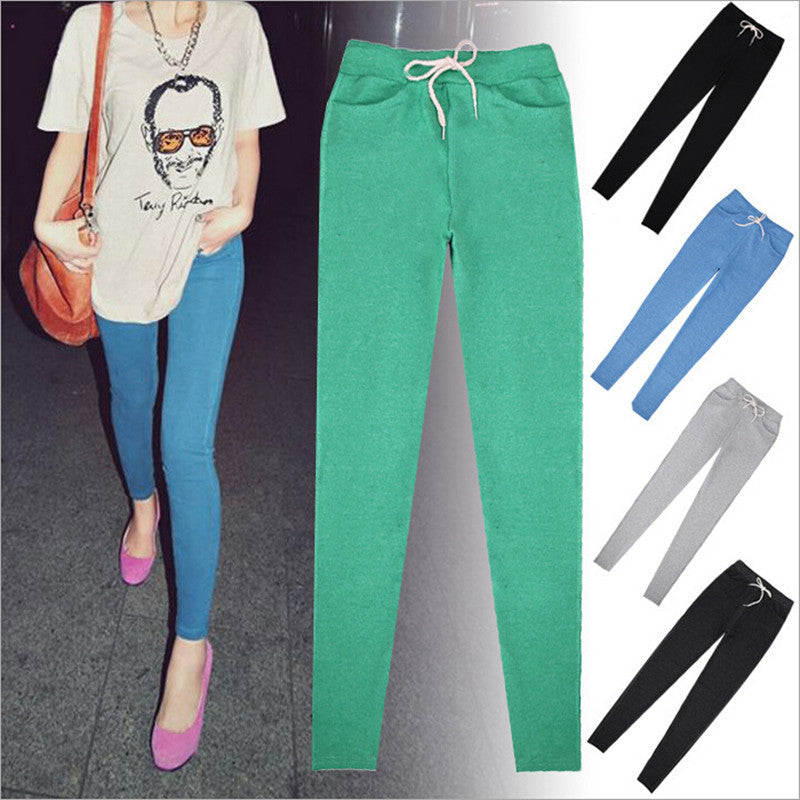 S-XL 4 Colors Women's Fashion Lace Pants All Match Loose Candy Color Pocket Long Cotton Slim Workout Pants Women-Dollar Bargains Online Shopping Australia