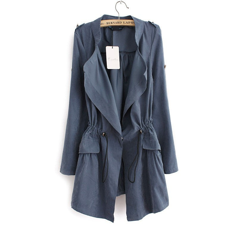Office elegant khaki drawstring Waist Long trench coat for women Casual brand windbreaker female-Dollar Bargains Online Shopping Australia