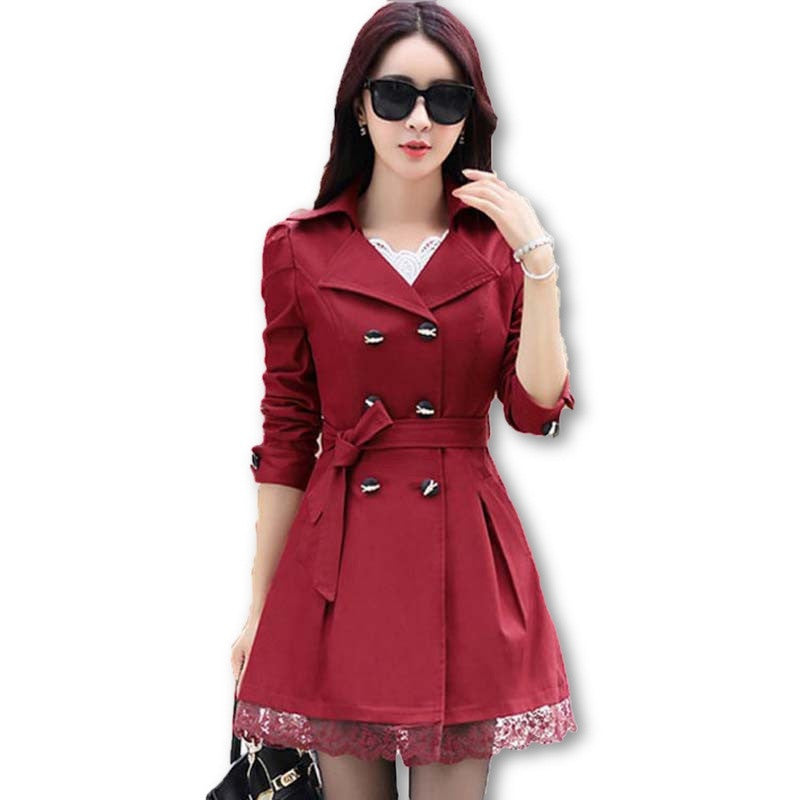 Trench Coat For Women Spring Coat Double Breasted Lace Autumn Outerwear-Dollar Bargains Online Shopping Australia