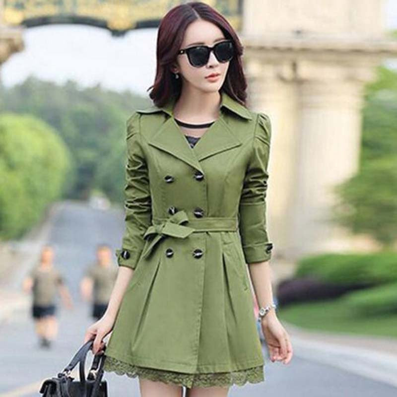 Trench Coat For Women Spring Coat Double Breasted Lace Autumn Outerwear-Dollar Bargains Online Shopping Australia
