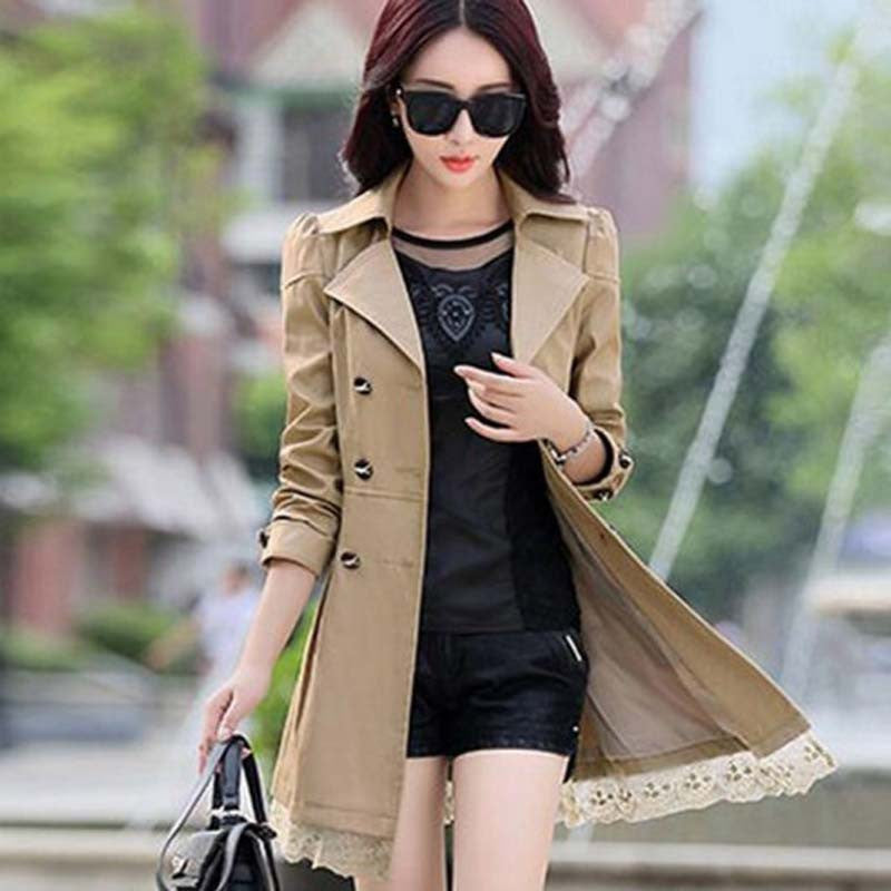 Trench Coat For Women Spring Coat Double Breasted Lace Autumn Outerwear-Dollar Bargains Online Shopping Australia