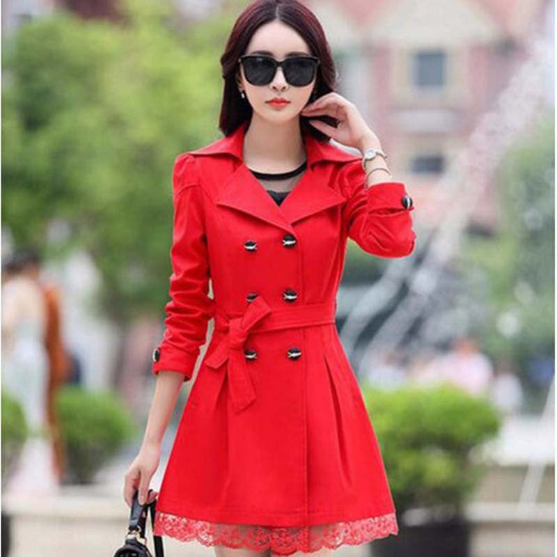 Trench Coat For Women Spring Coat Double Breasted Lace Autumn Outerwear-Dollar Bargains Online Shopping Australia