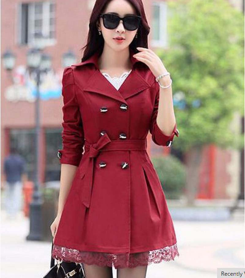 Trench Coat For Women Spring Coat Double Breasted Lace Autumn Outerwear-Dollar Bargains Online Shopping Australia