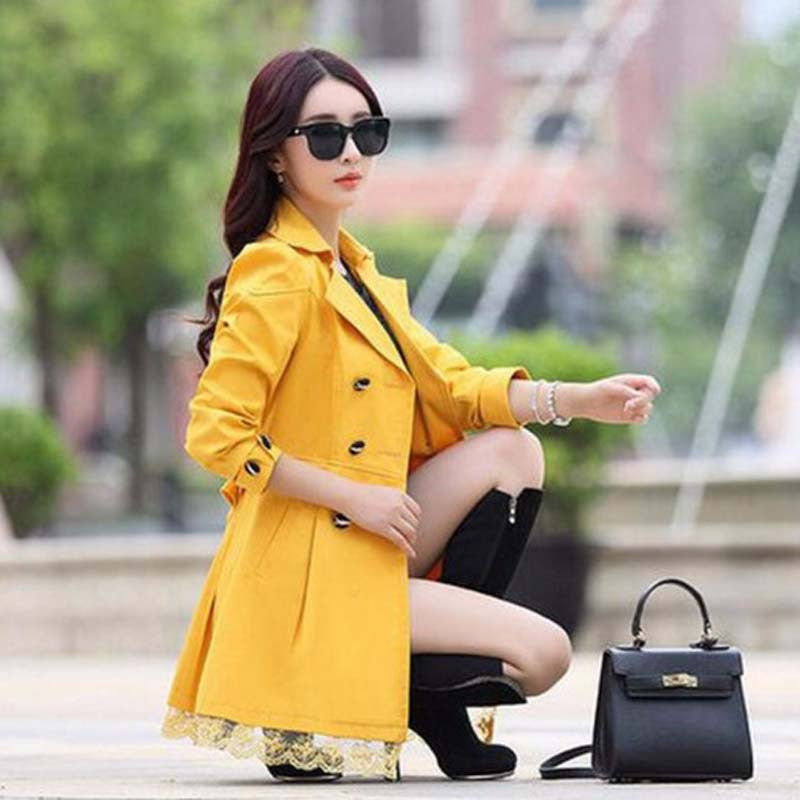 Trench Coat For Women Spring Coat Double Breasted Lace Autumn Outerwear-Dollar Bargains Online Shopping Australia