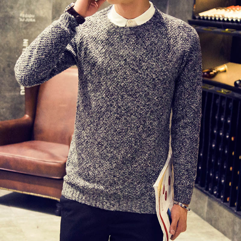 men sweater autumn winter solid color casual Knitting round neck pullovers pull homme J1538-Dollar Bargains Online Shopping Australia