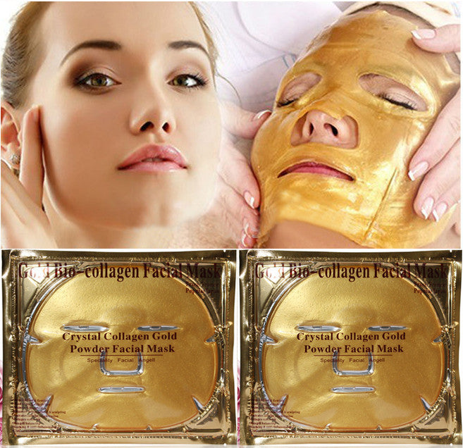 Gold Bio-Collagen Facial Mask Face Mask Crystal Gold Powder Collagen Facial Mask Moisturizing Anti-aging 5PCS arrive-Dollar Bargains Online Shopping Australia
