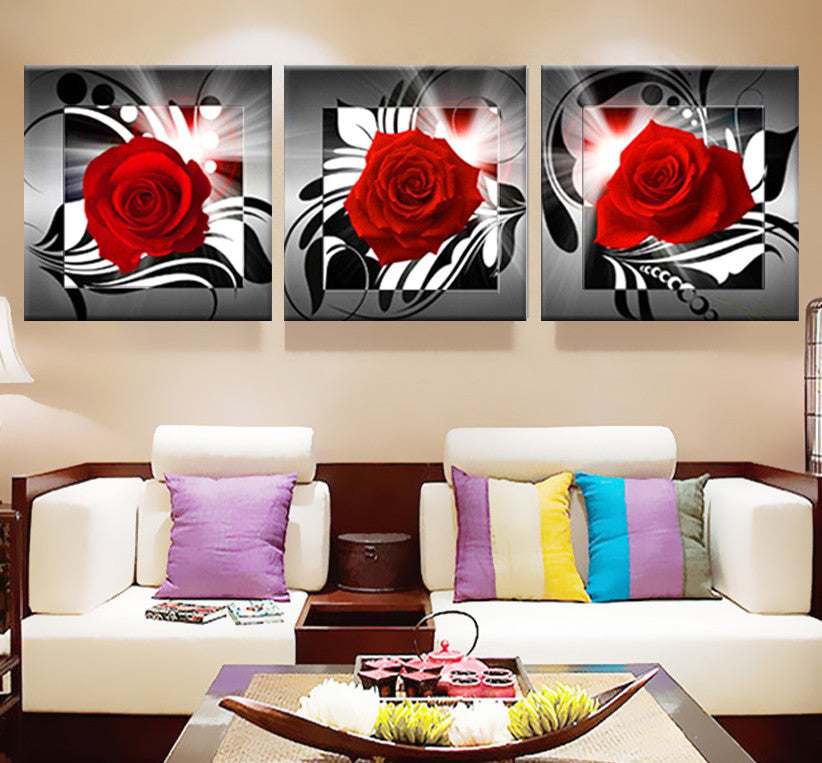 Print poster canvas Wall Art Beautiful roses cuadros Decoration art oil painting Modular pictures on the hall wall(no frame)3pcs-Dollar Bargains Online Shopping Australia