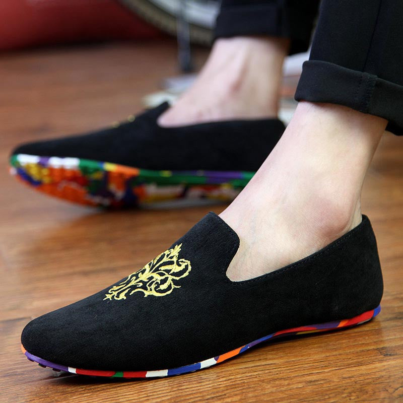 men fashion slip-on Totem Printing flats shoes Nubuck Leather driving shoes men moccasins male boat loafers-Dollar Bargains Online Shopping Australia