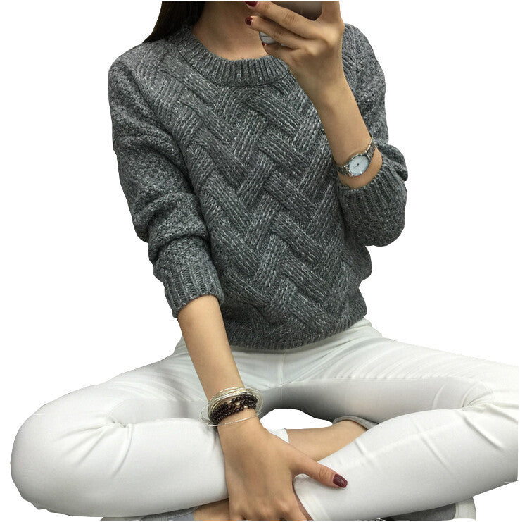 Women Casual Sweater Plaid Female Pullover O-neck Spring and Autumn Computer Knitted-Dollar Bargains Online Shopping Australia