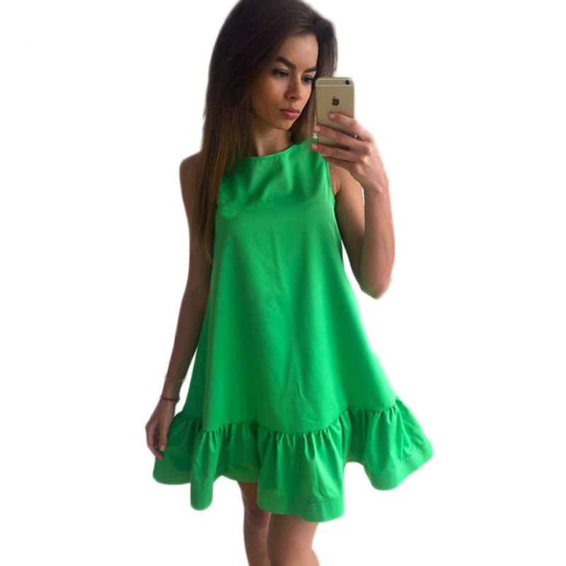 Vestidos Sexy Ruffles Women Dress Summer Sleeveless Casual A Line Bodycon Dresses Party Cocktail Short Mini Tube Beach Dress-Dollar Bargains Online Shopping Australia