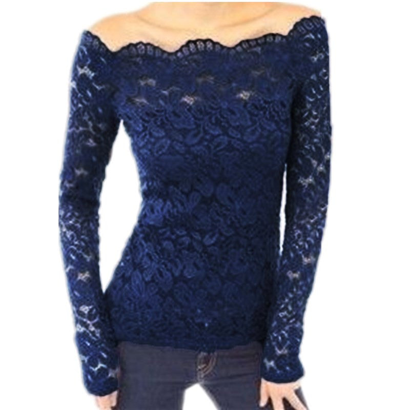 Zanzea Fashion Blusas Autumn Sexy Women Blouses Off Shoulder Lace Crochet Shirts Long Sleeve Casual Tops Blouse Plus Size-Dollar Bargains Online Shopping Australia