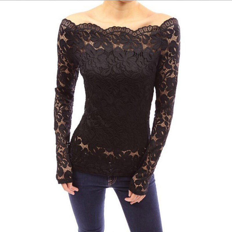 Zanzea Fashion Blusas Autumn Sexy Women Blouses Off Shoulder Lace Crochet Shirts Long Sleeve Casual Tops Blouse Plus Size-Dollar Bargains Online Shopping Australia