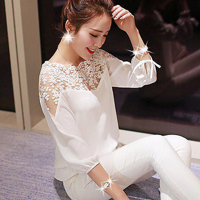 Womens Ladies Long Sleeve Loose Chiffon Blouse Casual Shirt Tops Fashion Blouse-Dollar Bargains Online Shopping Australia