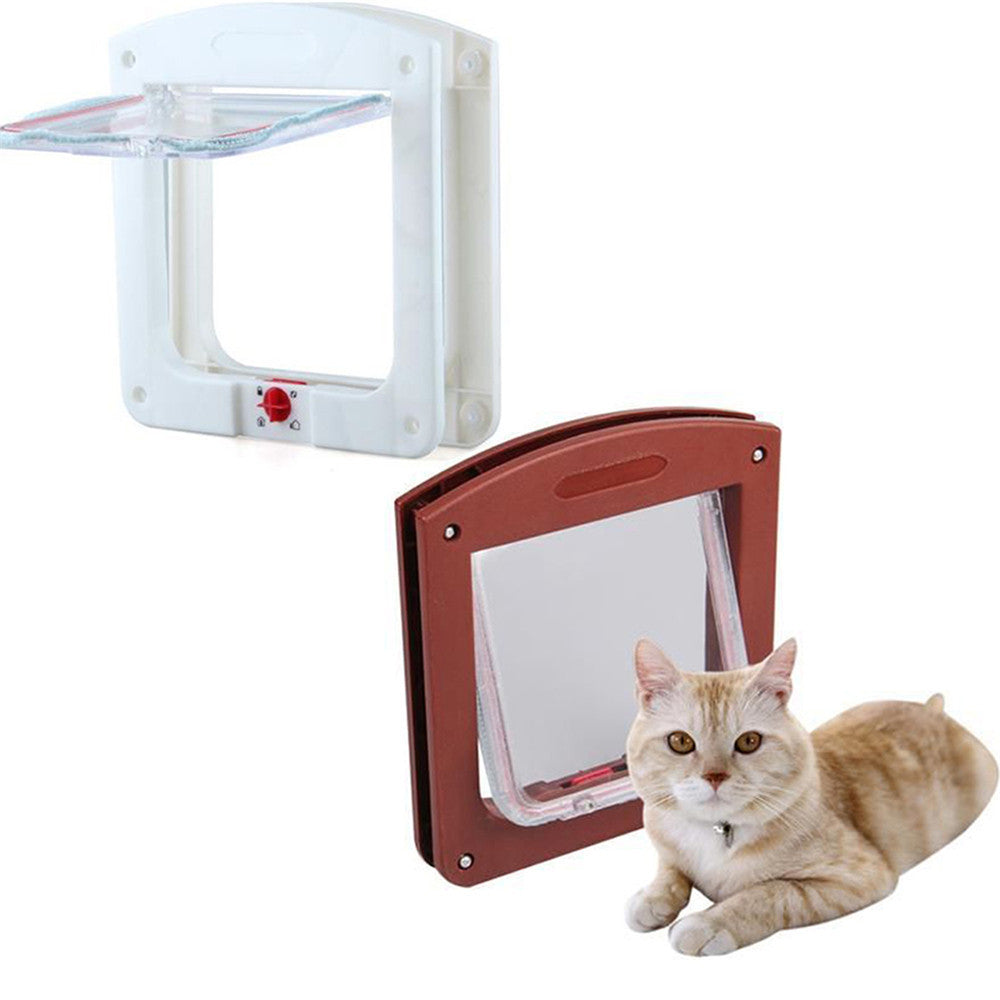 White Frame 4 Way Locking Lockable Magnetic Pet Cat Small Dog Flap Glass Door-Dollar Bargains Online Shopping Australia