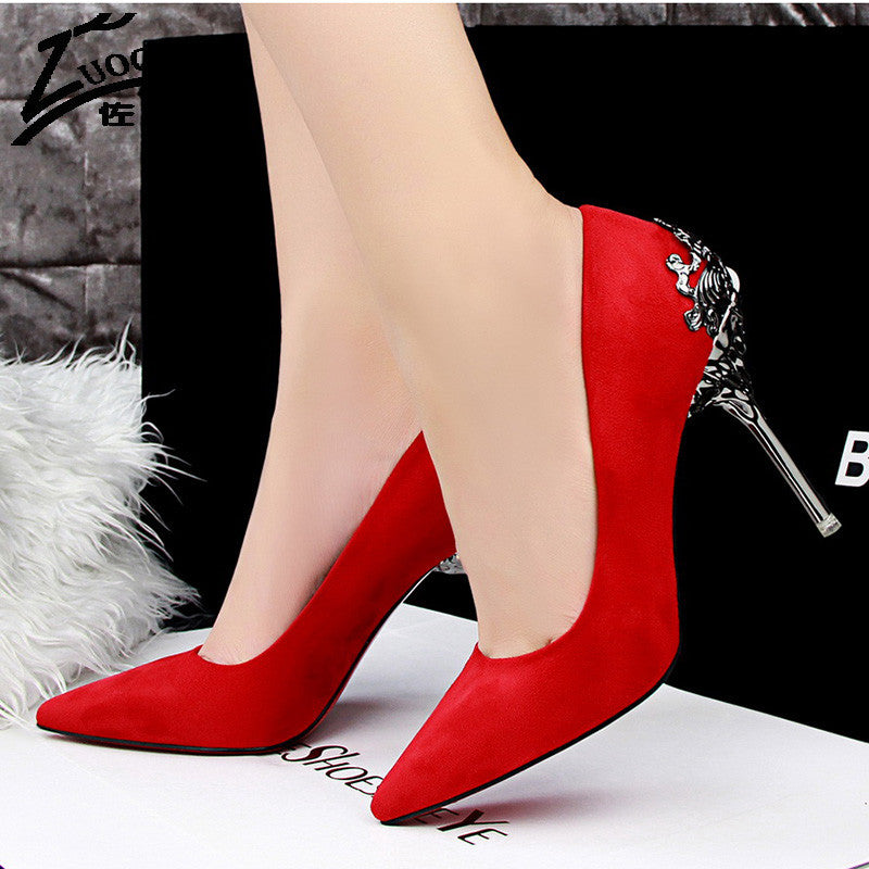 Sexy Women Shoes Red Bottom High Heels Faux Suede Party Pointed Toe High Heel Pumps Ladies Wedding Shoes Bride Office Heels shoe-Dollar Bargains Online Shopping Australia