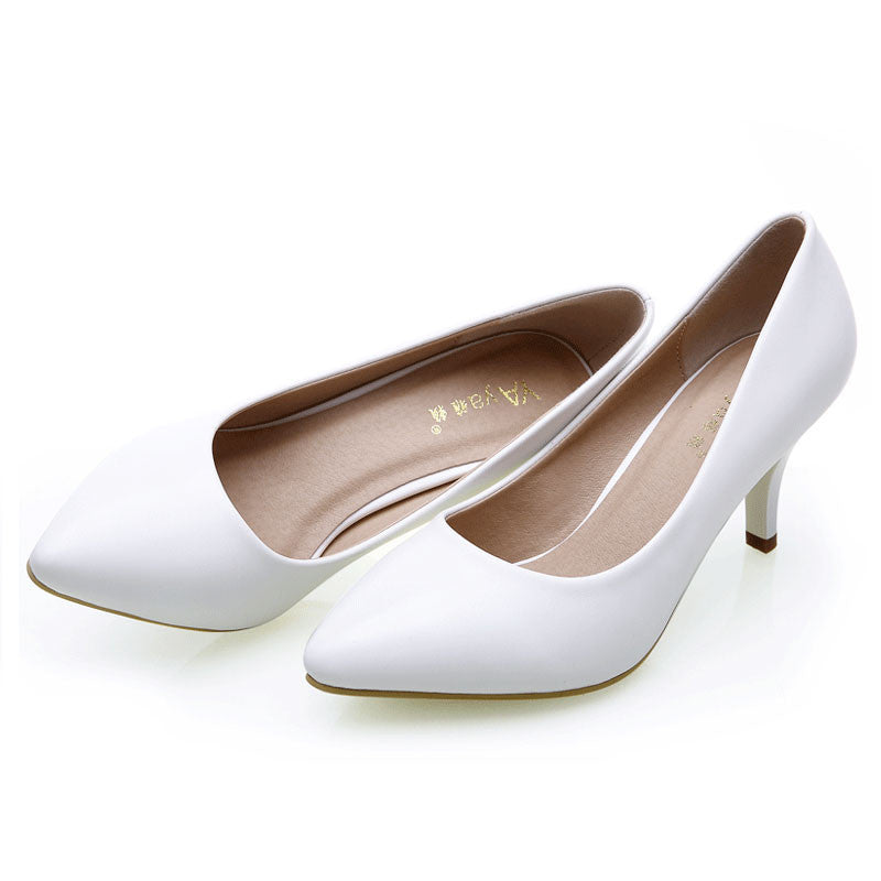 Fashion White Women Shoes for Girls Women White&Black High heel Pump shoes Pointed toe Real Leather for Sunner Winter-Dollar Bargains Online Shopping Australia