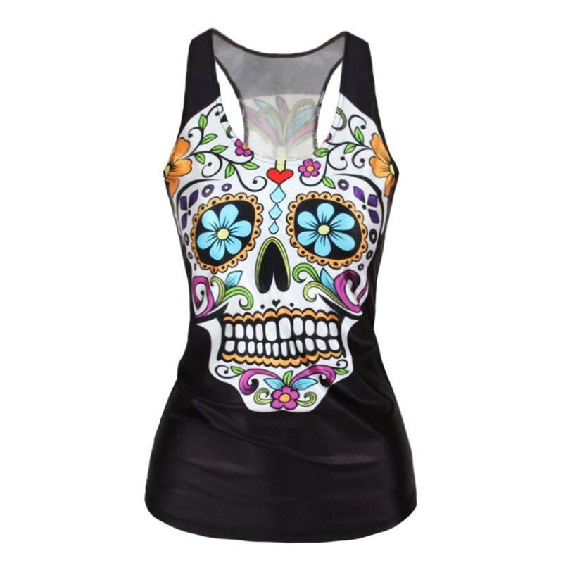V9 women Floral sugar skull tank tops adventure time camisole t shirt-Dollar Bargains Online Shopping Australia