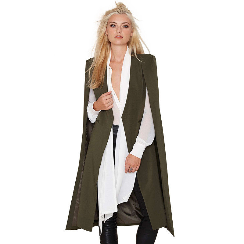 Autumn Fashion Women 3 Colors Open Stitch Cloak Trench Coats Outwears Poncho Coat-Dollar Bargains Online Shopping Australia
