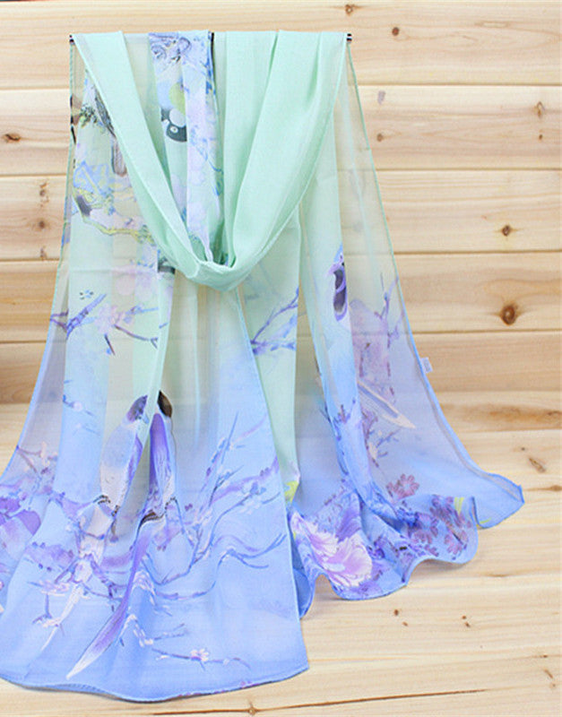 Fashion Soft Thin Chiffon Silk Scarf Women Animal Bird printed Scarves-Dollar Bargains Online Shopping Australia